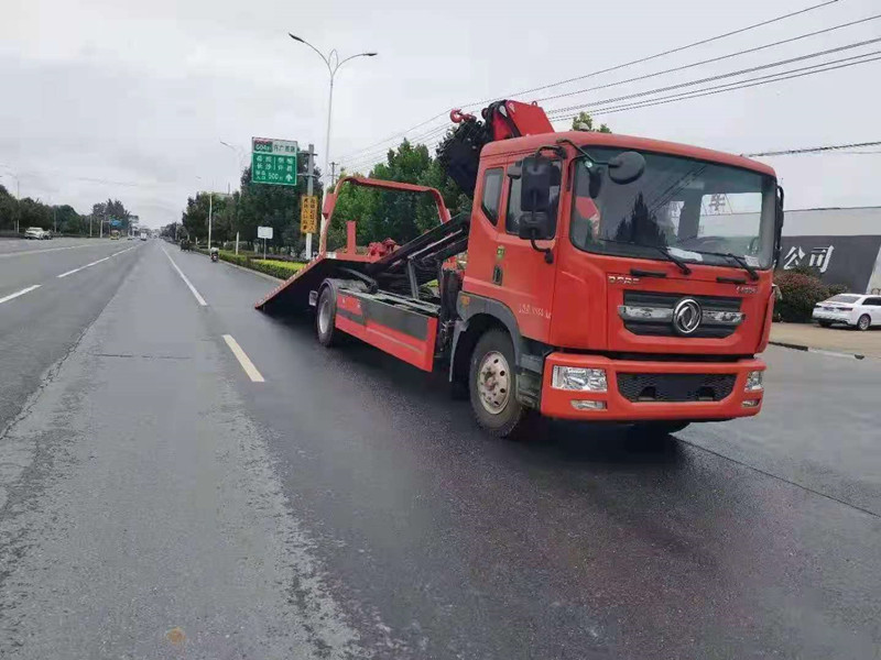 國六東風多利卡D9宏昌天馬8噸折臂清障帶吊